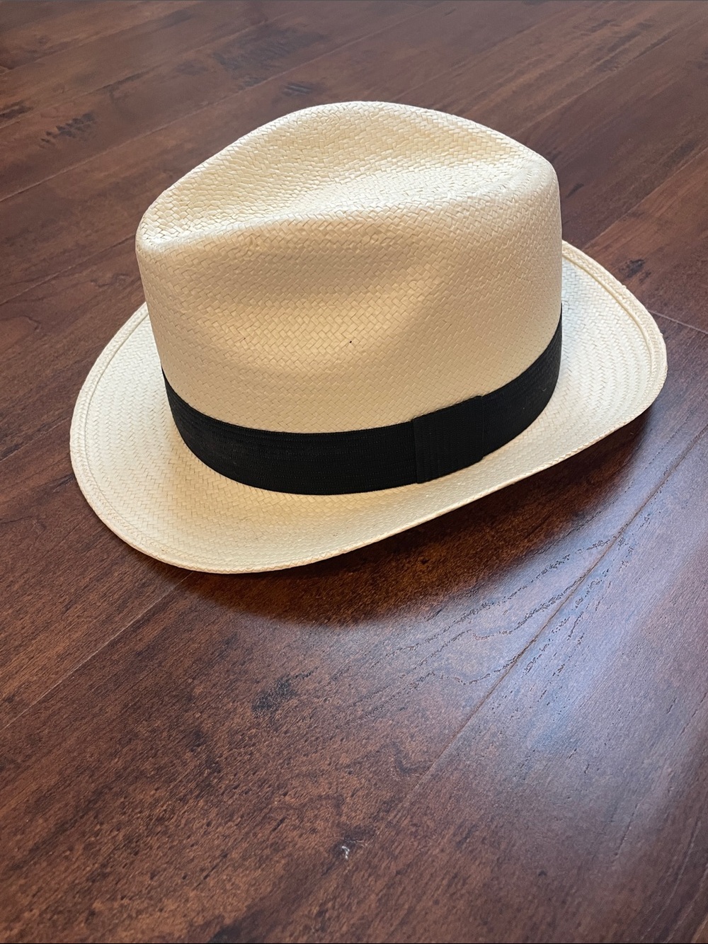 Classic Straw Fedora with Black Band